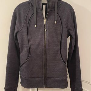 Lululemon Scuba Full Zip Plush Hoodie Heathered Black and Gold Size 4